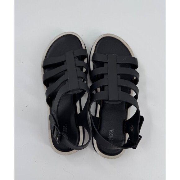 Melissa Flox Flatform Black Strappy Platform Sandals Size 7 - Picture 8 of 9